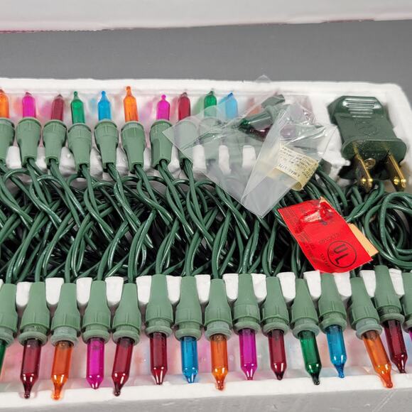 Joy Brite 50 Miniature Christmas Light Set Vintage Indoor Outdoor  27 Ft NOS - Picture 7 of 16